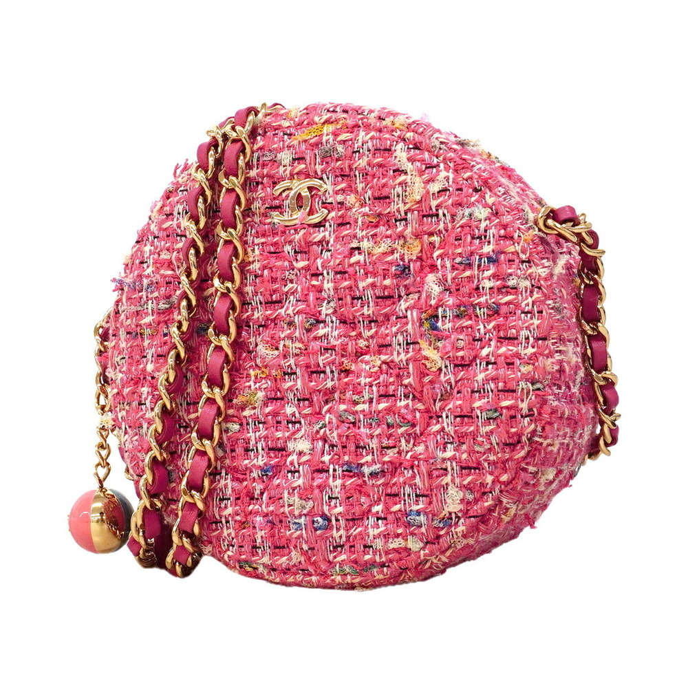 Chanel Matelassé Chain Shoulder Bag, Tweed, Pink Champagne, Women's